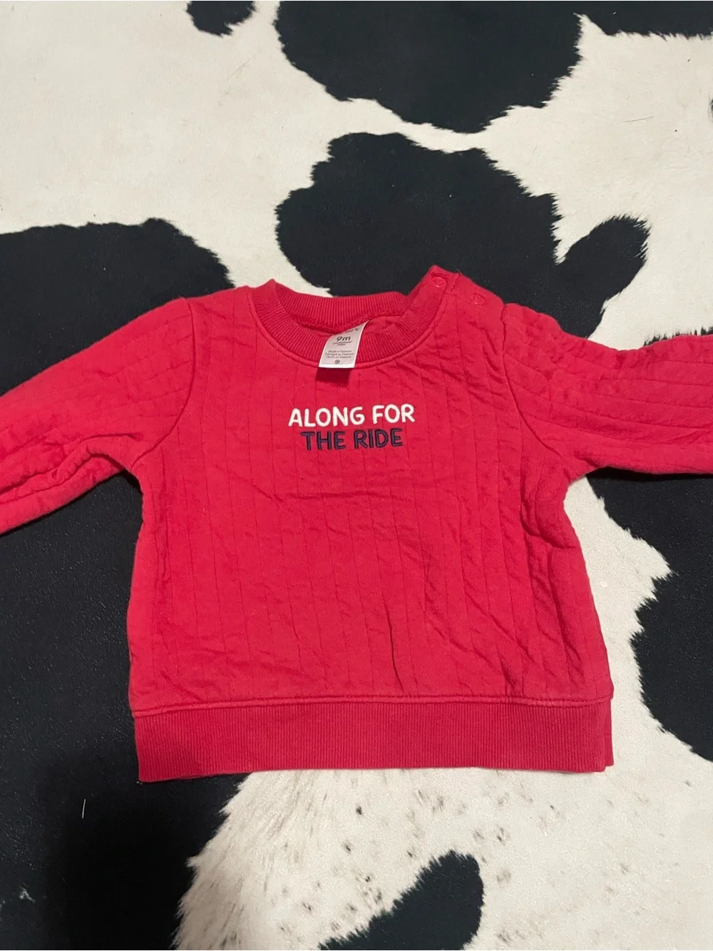 2/$12 Carters Red Sweatshirt Outfit with Scooter Onesie and Dark Denim Pants